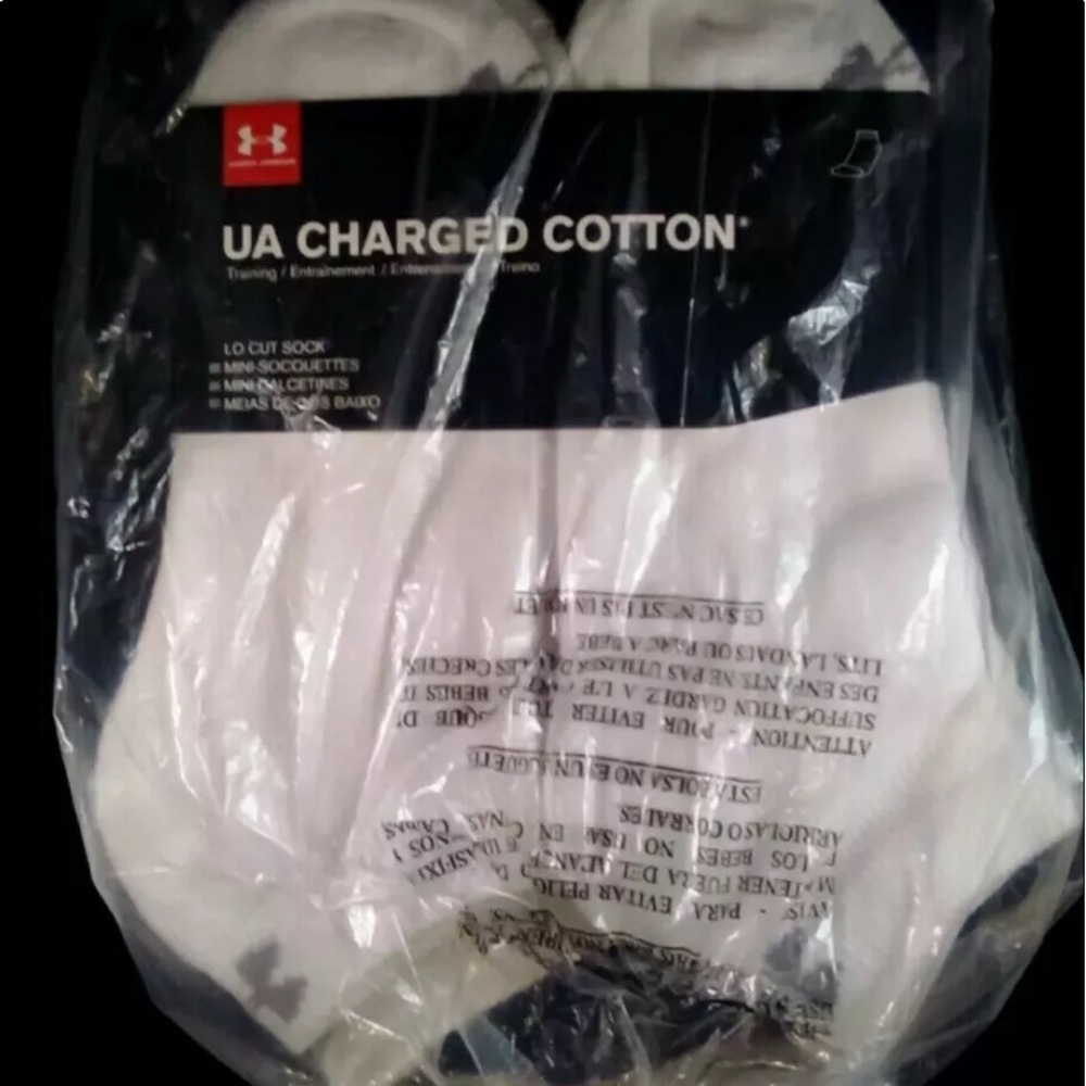 Under Armour Adult UA Charged Cotton White Socks